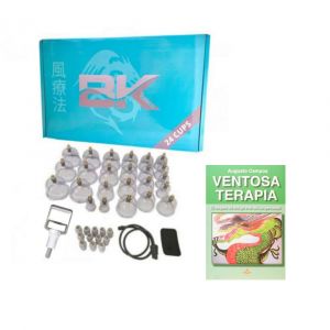 New Kit Ventosa BK 24 Copos Com Livro Ventosaterapia 
